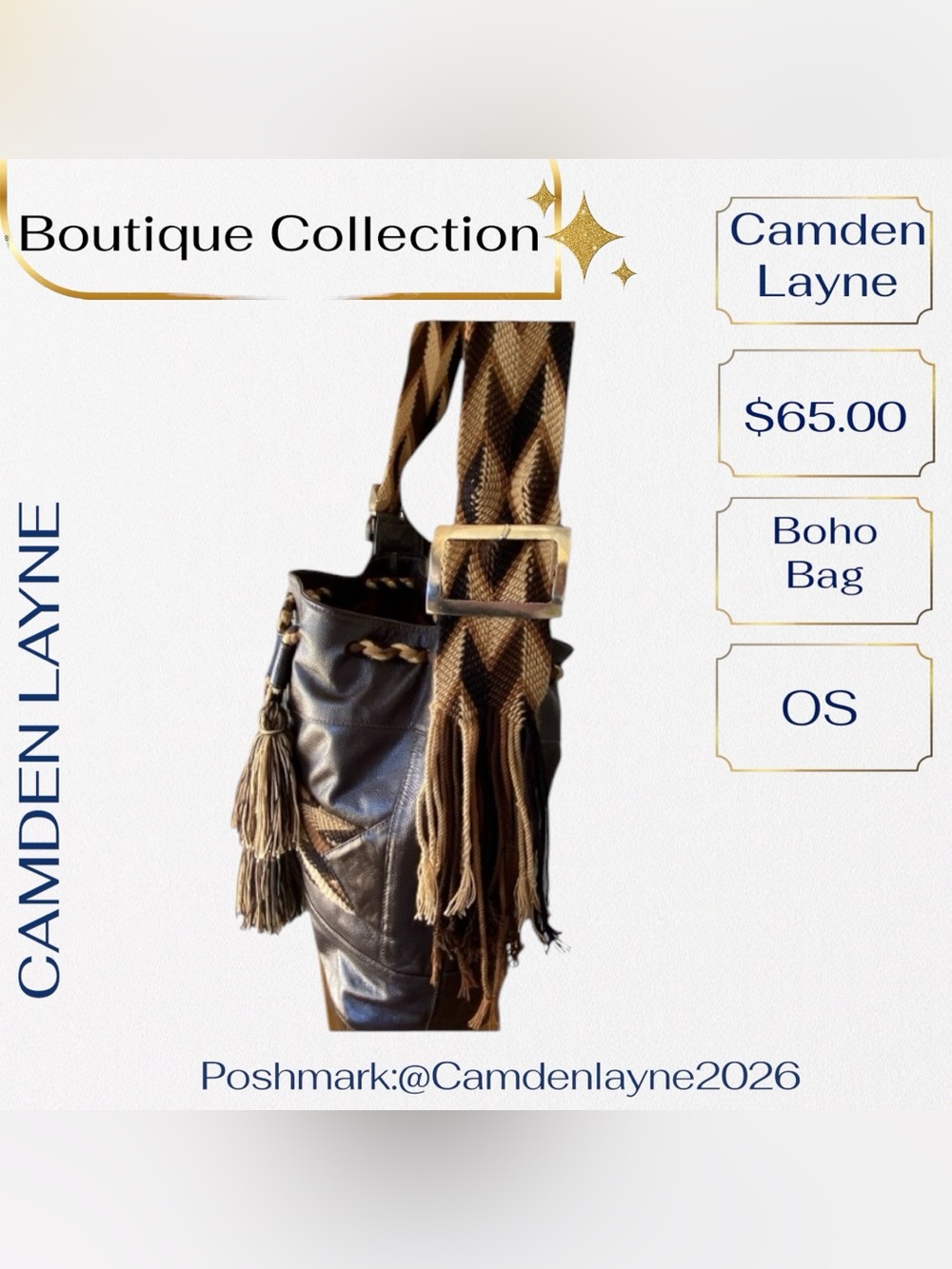 Camden Layne Boho Brown and Tan Shoulder Bag - Picture 7 of 11